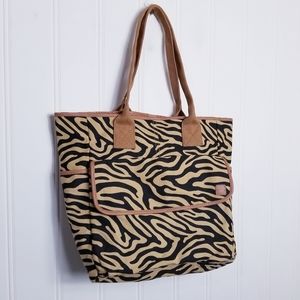 Animal Print 100% Cotton Canvas Tote Bag 19Wx14 D pockets galore,